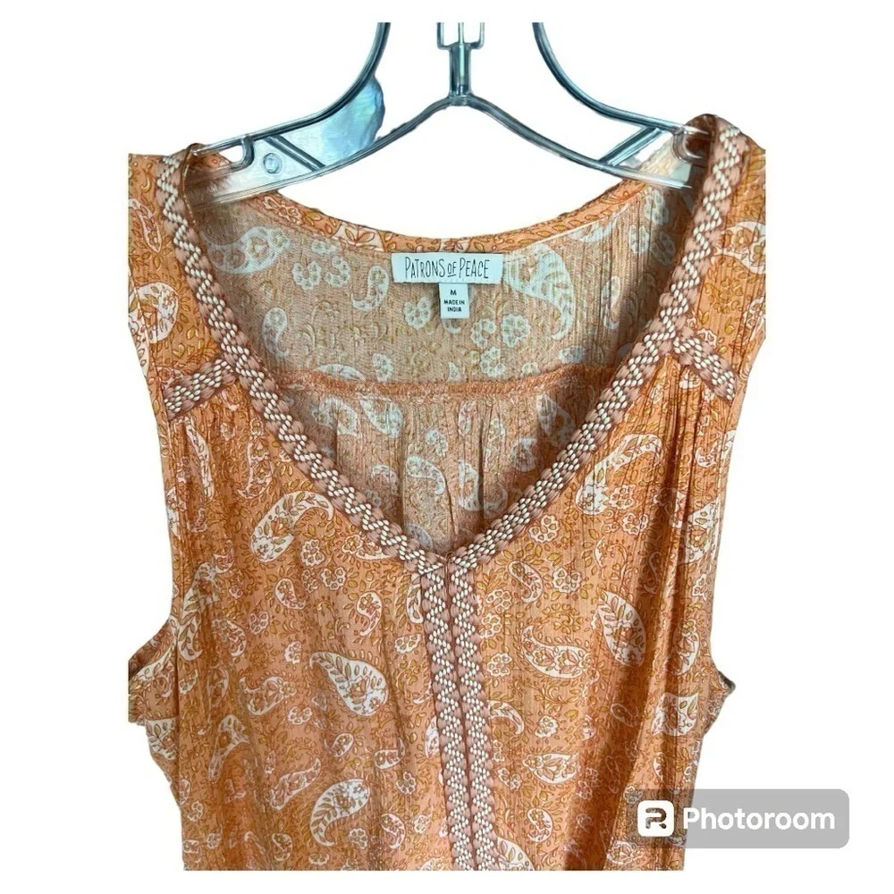 EUC Patrons of Peace boho paisley peplum tank top size M - Picture 3 of 5